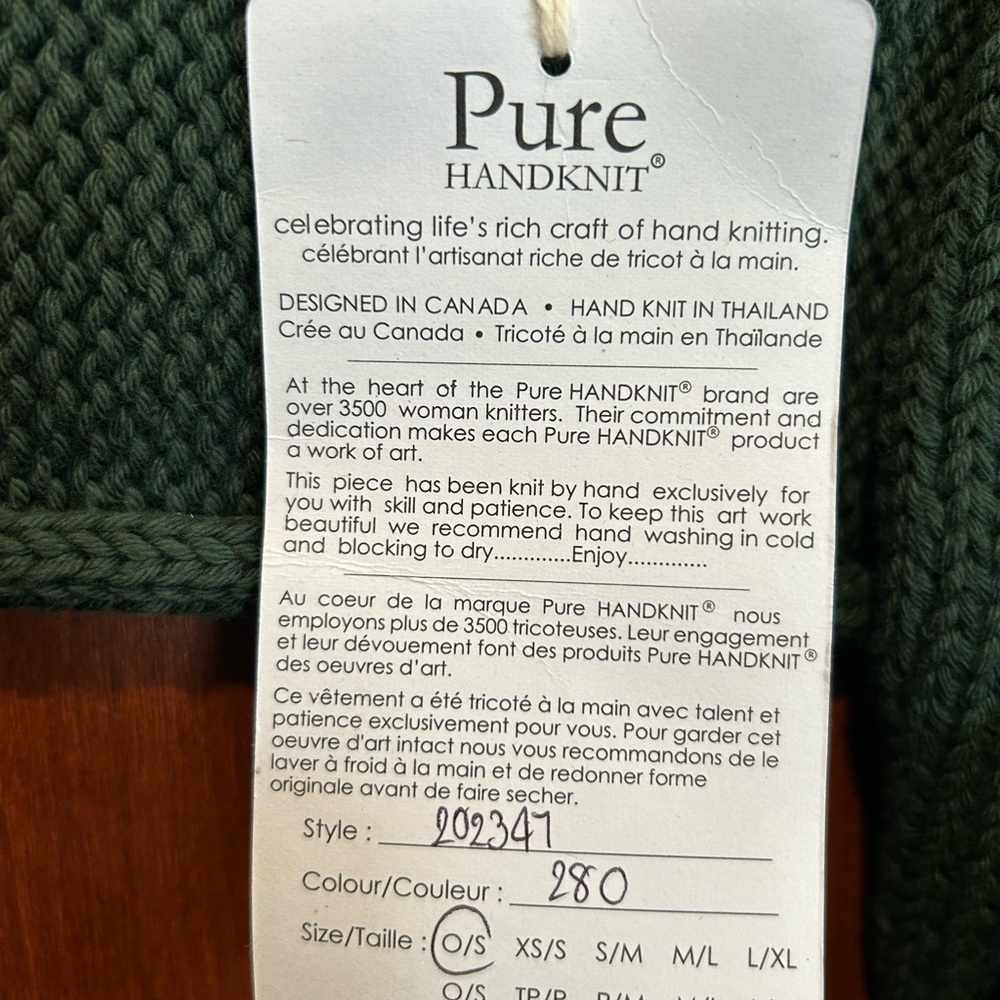 Pure Handknit Dark Green Scarf - Picture 4 of 6
